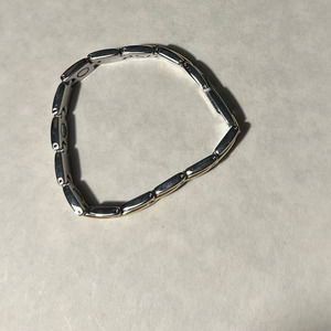 Stainless Steel Silver Gold Two Tone Magnetic Link Fold over Clasp Bracelet